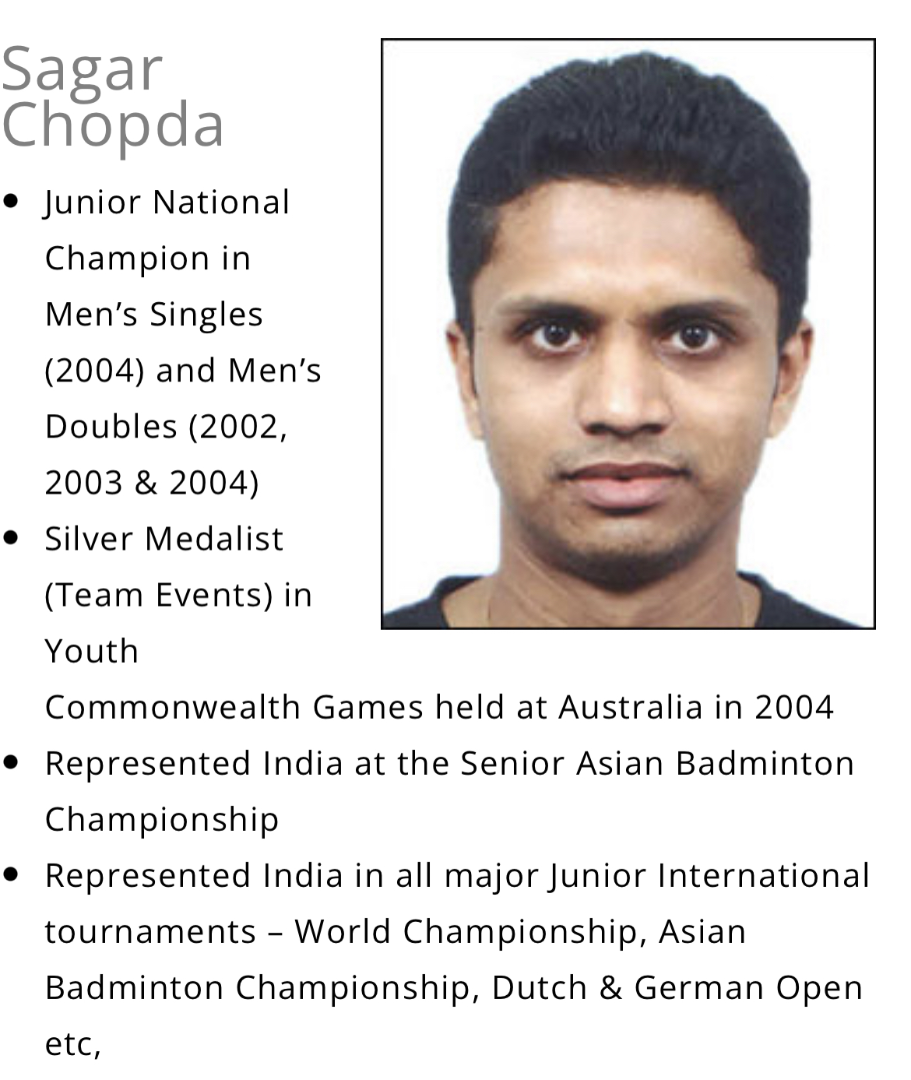 Sagar Chopra, Badminton